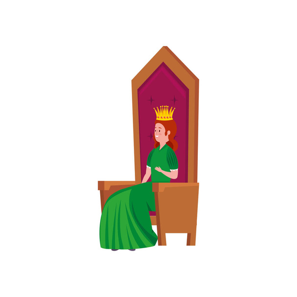 beautiful princess fairytale sitting in chair - Vector, Image