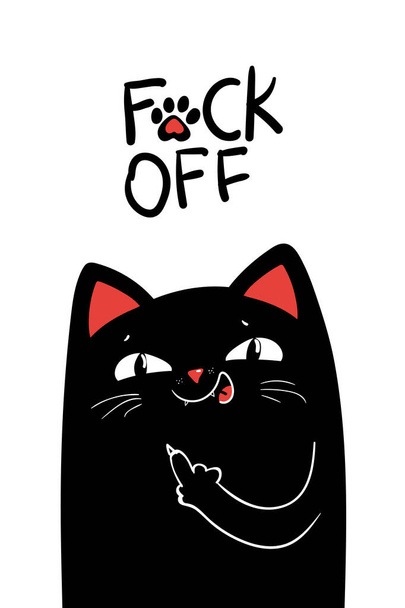 middelvinger zwarte kat. Vector illustratie EPS 10 - Vector, afbeelding
