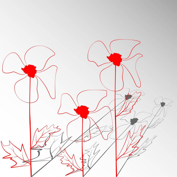 Floral διανυσματική απεικόνιση. Υδατογραφία αφηρημένη παπαρούνες για διακοσμητικό σχεδιασμό. Άνθη λουλουδιών. Μόδα και στυλ - Διάνυσμα, εικόνα