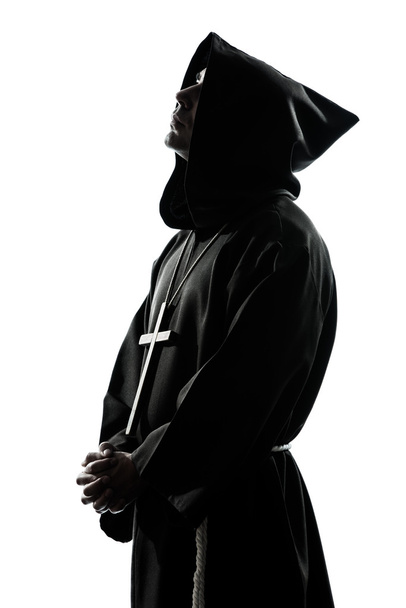 man monk priest silhouette praying - Φωτογραφία, εικόνα