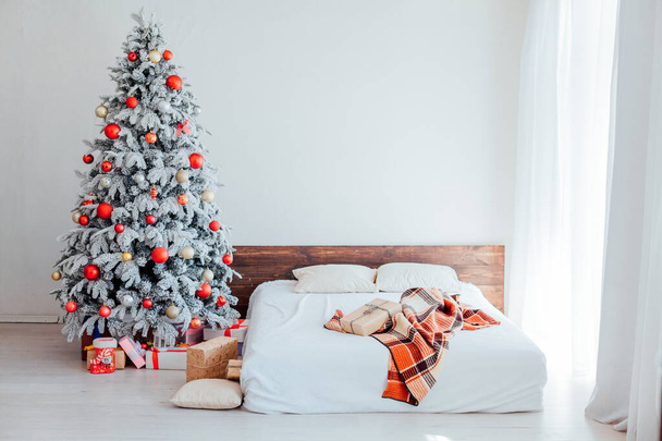 bedroom Christmas presents new year holidays tree - Photo, image