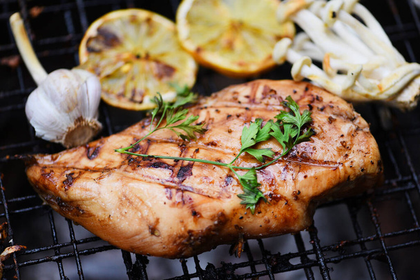 Chicken breast grilled with garlic chilli herbs and spices and l - Photo, Image