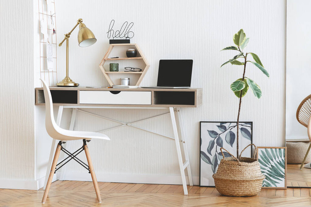 Modern home working place in scandinavian style - Photo, Image
