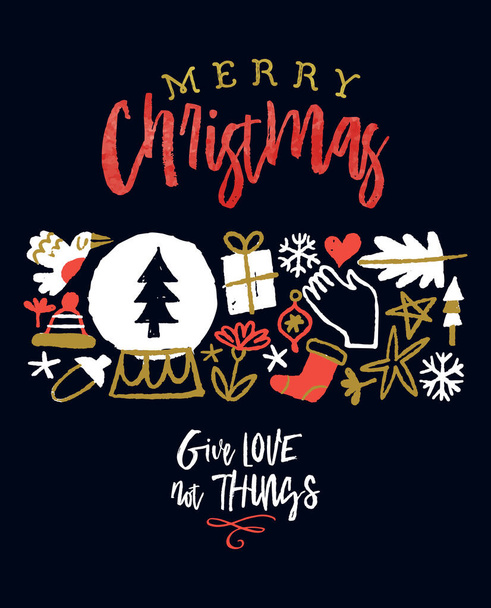 Καλά Χριστούγεννα ευχετήρια κάρτα διακοπές doodle - Διάνυσμα, εικόνα