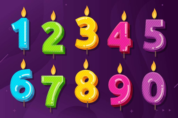 Conjunto de números de aniversario de cumpleaños Vela vector ilustración
 - Vector, imagen