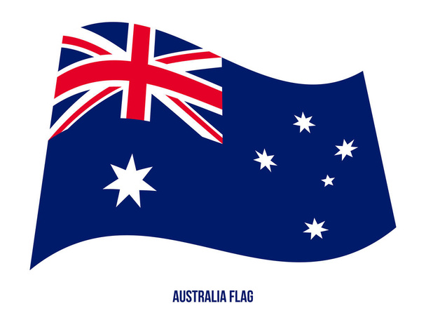 Ausztrália zászló integetett Vector illusztráció fehér alapon. Ausztrália nemzeti zászló. - Vektor, kép