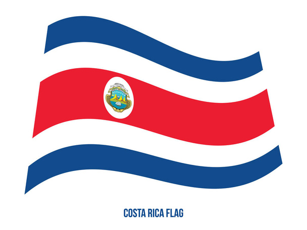Коста-Ріка прапор розмахував векторною ілюстрацією на білому фоні. Національний прапор Коста-Ріки. - Вектор, зображення