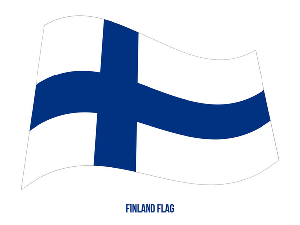 Прапор Фінляндії розмахував векторною ілюстрацією на білому фоні. Національний Прапор Фінляндії. - Вектор, зображення