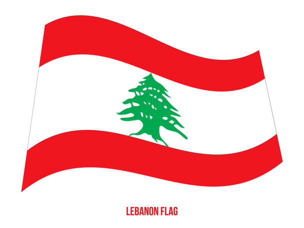 Прапор Лівану розмахував векторною ілюстрацією на білому фоні. Національний прапор Лівану. - Вектор, зображення