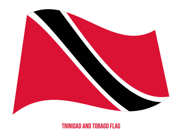 Флаг Тринидада и Тобаго размахивает векторной иллюстрацией на белом фоне. Государственный флаг
 - Вектор,изображение