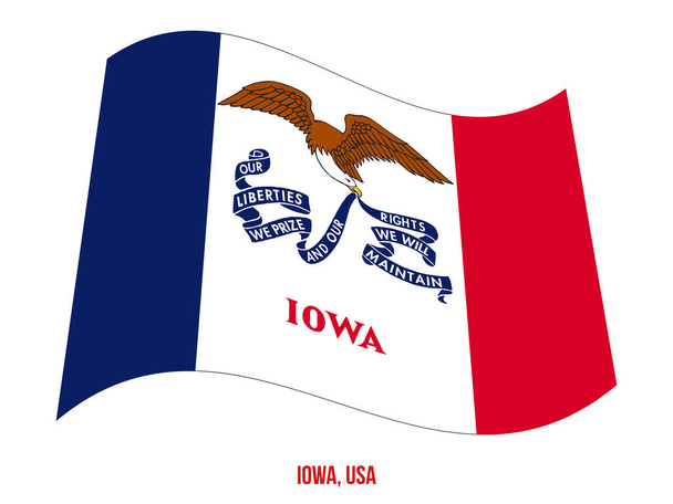 Iowa Flag Waving Vector Illustration on White Background (en inglés). Estados Unidos Bandera del Estado
 - Vector, Imagen