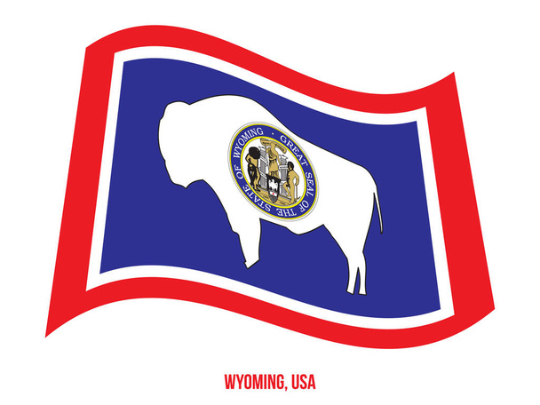 Вайоминг Флаг, размахивающий векторной иллюстрацией на белом фоне. Флаг США
 - Вектор,изображение