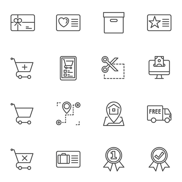 Iconen van de e-commercelijn - Vector, afbeelding