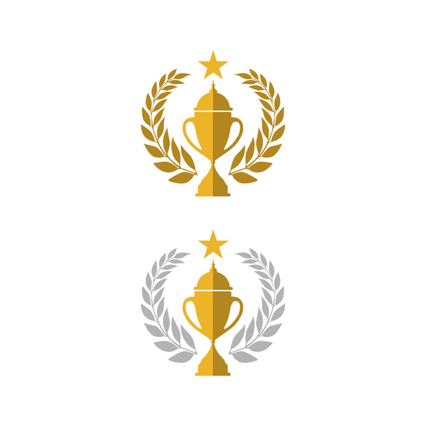 Kupa kupası kazanan logo tasarım simgesi düz stil - Vektör, Görsel