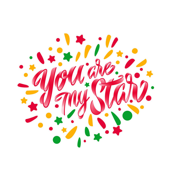 You my star lettering, simply vector illustration. Modern calligraphy for posters, social media content and cards. - Vector, Imagen