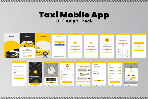 タクシーモバイルアプリケーションUiデザイン - ベクター画像