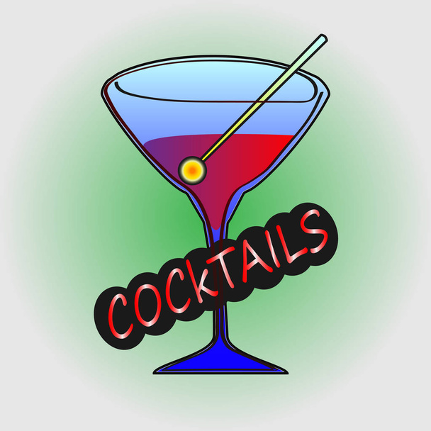 Cocktail, lasi viiniä
 - Vektori, kuva