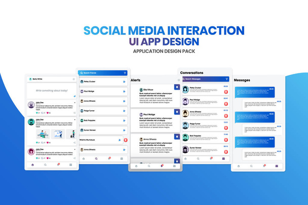 Social Media Interaction UI Design Pack - Wektor, obraz