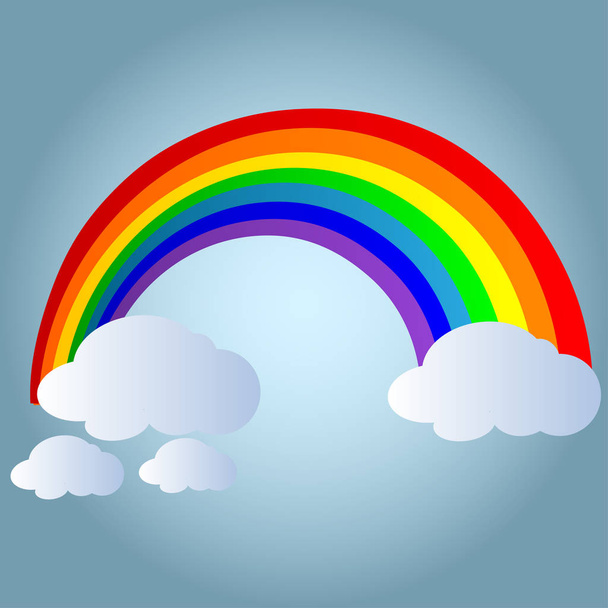 Colore arcobaleno con nuvole. Illustrazione vettoriale. Bel tempo. Armonia
    - Vettoriali, immagini
