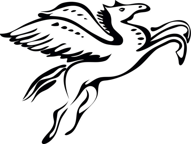 Pegasus, winged horse side view, vector illustration - 写真・画像