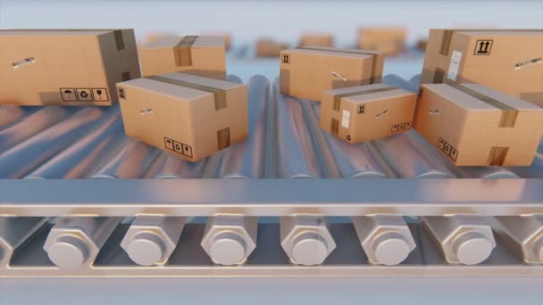 Cajas de cartón en rodillos (animación / lazo sin costura
) - Imágenes, Vídeo