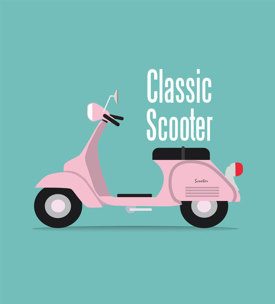 vintage pink classic scooter of Vector Illustration - Vector, Image