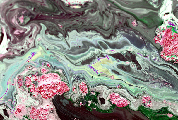 Marble abstract acrylic background. Nature green marbling artwork texture. Golden glitter. - Fotografie, Obrázek