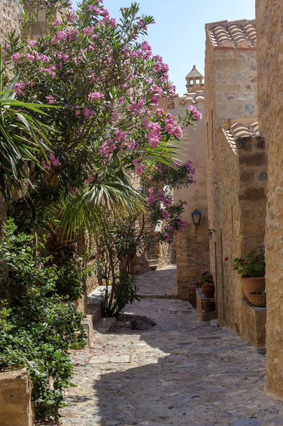View of street fortified town Monemvasia (Laconia, Greece, Peloponnese) - Photo, Image