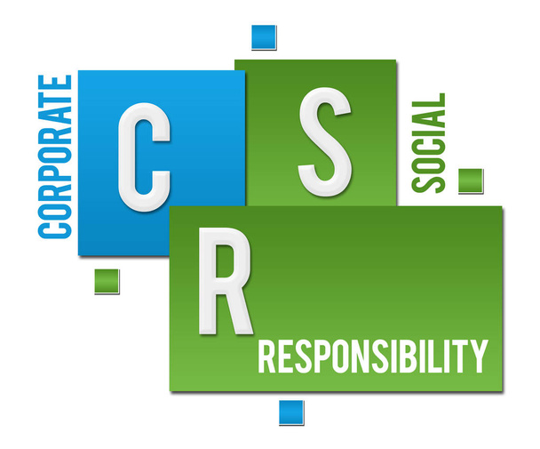 КСО - текст корпоративной социальной ответственности, написанный на зеленом синем фоне. - Фото, изображение