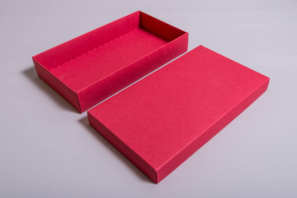 Gray cardboard box with cover , mock up isolates - Photo, image