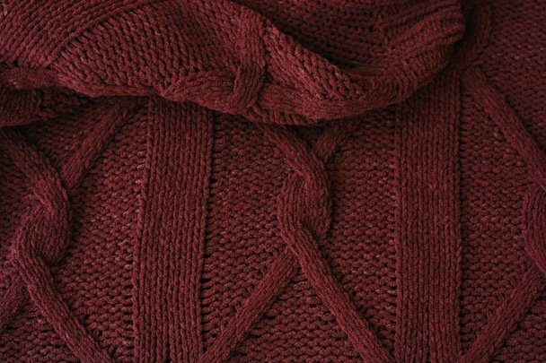 Piękny sweter z dzianiny fioletowy widok z bliska  - Zdjęcie, obraz