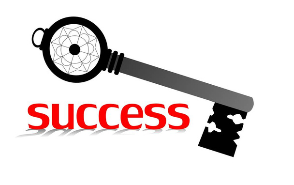 Vintage key with success inscription. Concept for achievement or team building. - Vector, Image