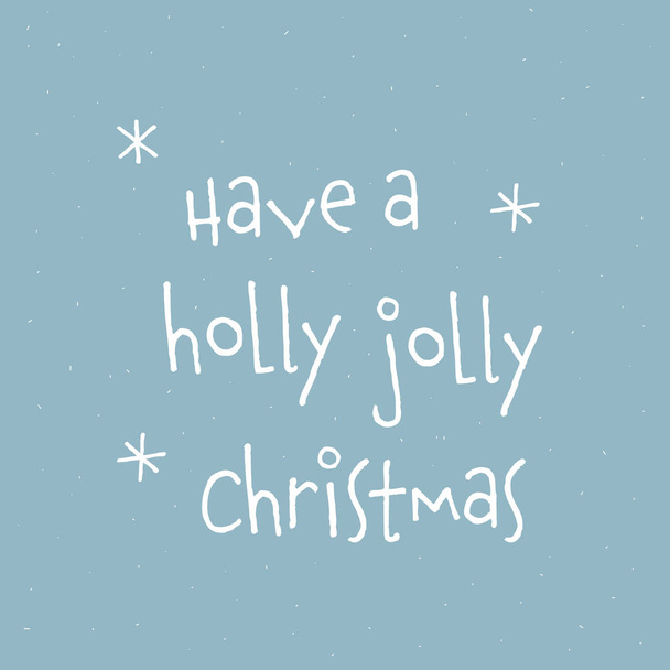 Christmas greeting lettering card white star blue sky background - Vector, Image