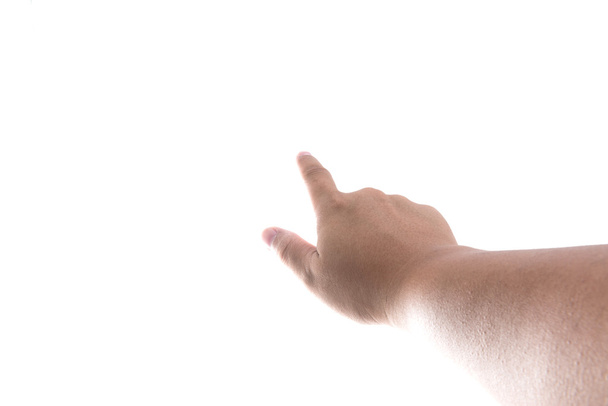 αρσενικό χέρι αγγίζει ή οδηγεί σε κάτι - Φωτογραφία, εικόνα