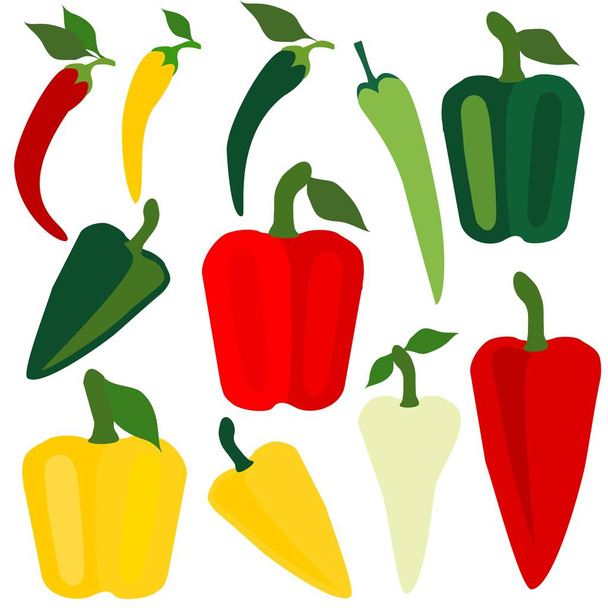 Nastavit ikony papriky. Vektorové klima ekologické zeleniny. - Vektor, obrázek