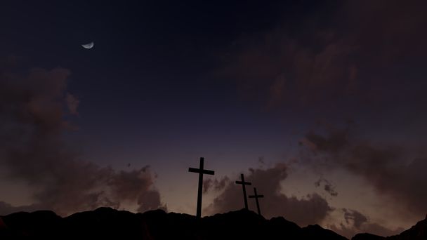 tři kříže při západu slunce - Fotografie, Obrázek