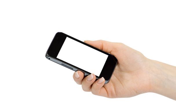 Hand holding mobile smart phone with blank screen - Zdjęcie, obraz