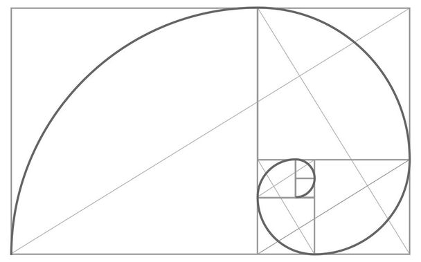 Fibonacci oder Goldener Schnitt Hintergrundillustration - Vektor, Bild