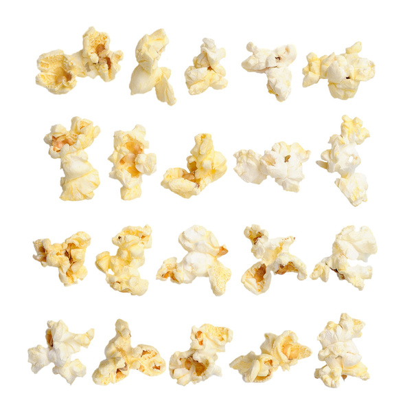 Popcorn collectie geïsoleerd op witte achtergrond - Foto, afbeelding
