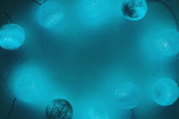 Monochrome blue christmas balls closeup - Photo, Image