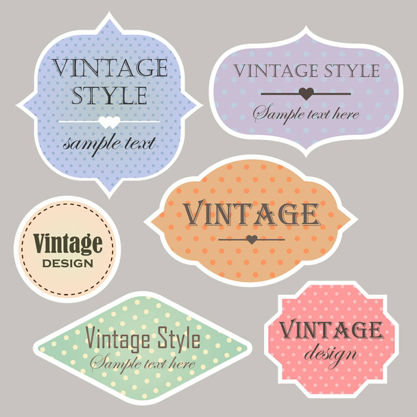 Vector set of vintage labels and frame. Vector illustration. - Vector, Image