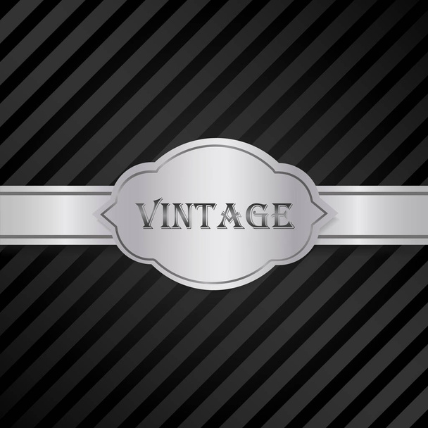 Luxury silver and black vintage label frame. Vector illustration. - Vector, Image