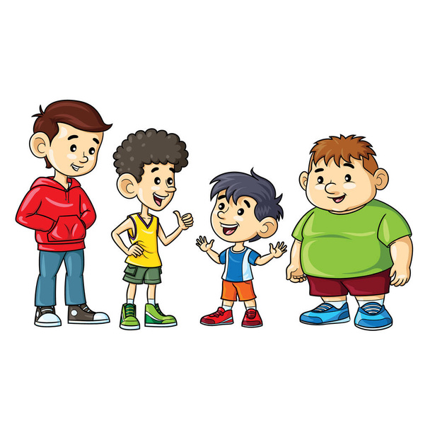 Ilustración de dibujos animados de lindo un niños gordos, delgados, altos y cortos
. - Vector, imagen