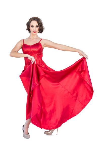 Gorgeous flamenco dancer posing holding her dress - Photo, Image