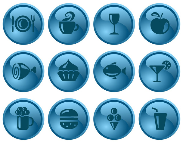 Food and drink buttons - Vettoriali, immagini