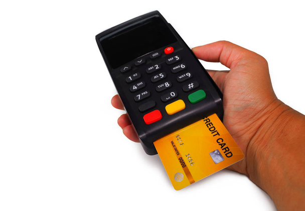 Credit card betaling, kopen en verkopen van producten, service. - Foto, afbeelding