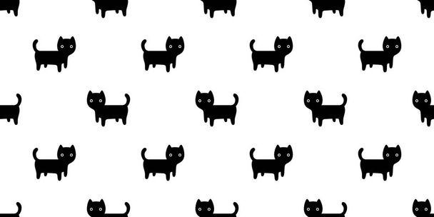 cat seamless pattern kitten vector scarf isolated repeat background tile wallpaper cartoon doodle illustration black design - Vektör, Görsel