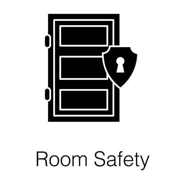 Door with safeguard keyhole, room safety service icon in glyph design   - Vettoriali, immagini