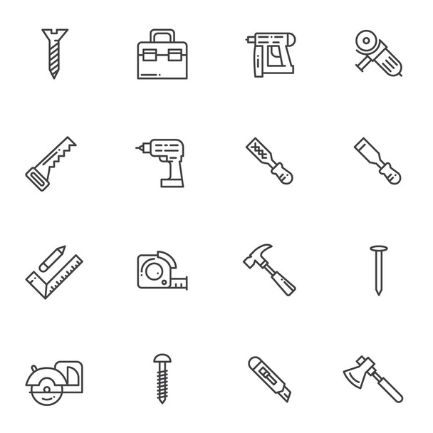 Reparatie tool lijn icons set - Vector, afbeelding