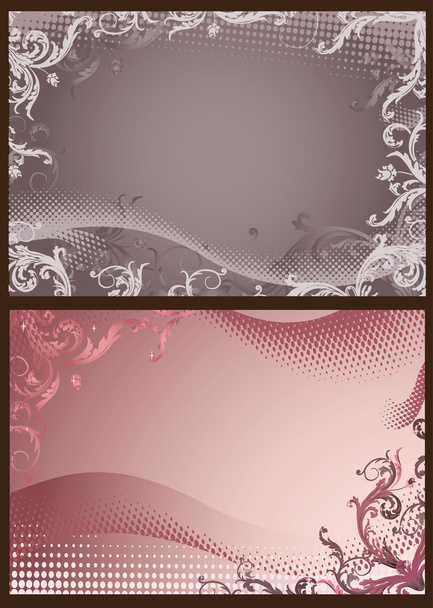 Floral backgrounds with halftone - Vector, imagen